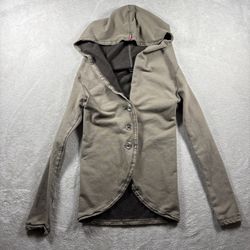Hard Tail Forever Slouchy Cardigan Women’s XS Brown Y2K Button Up Hooded #3E