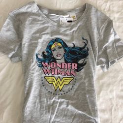 New Girls Size 10-12 Heather Gray Wonder Woman Graphic Tee Shirt