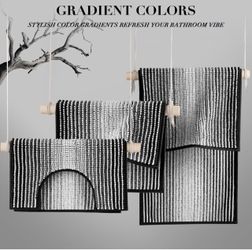 Gradient Black and White Bathroom Rug Set