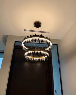 Black and gold 2 tier chandelier
