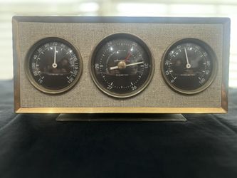 Vintage Airguide Desktop Weather Station – Mid Century Modern Brass