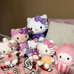 plushies and hello kitty greeter and stepper