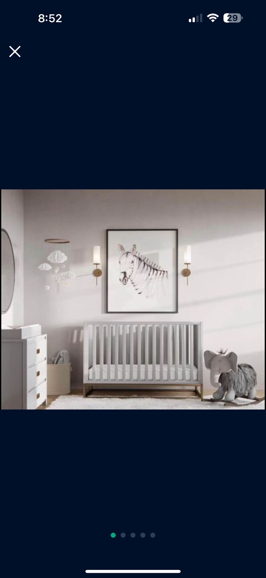 Modern baby crib With Mattress Like New