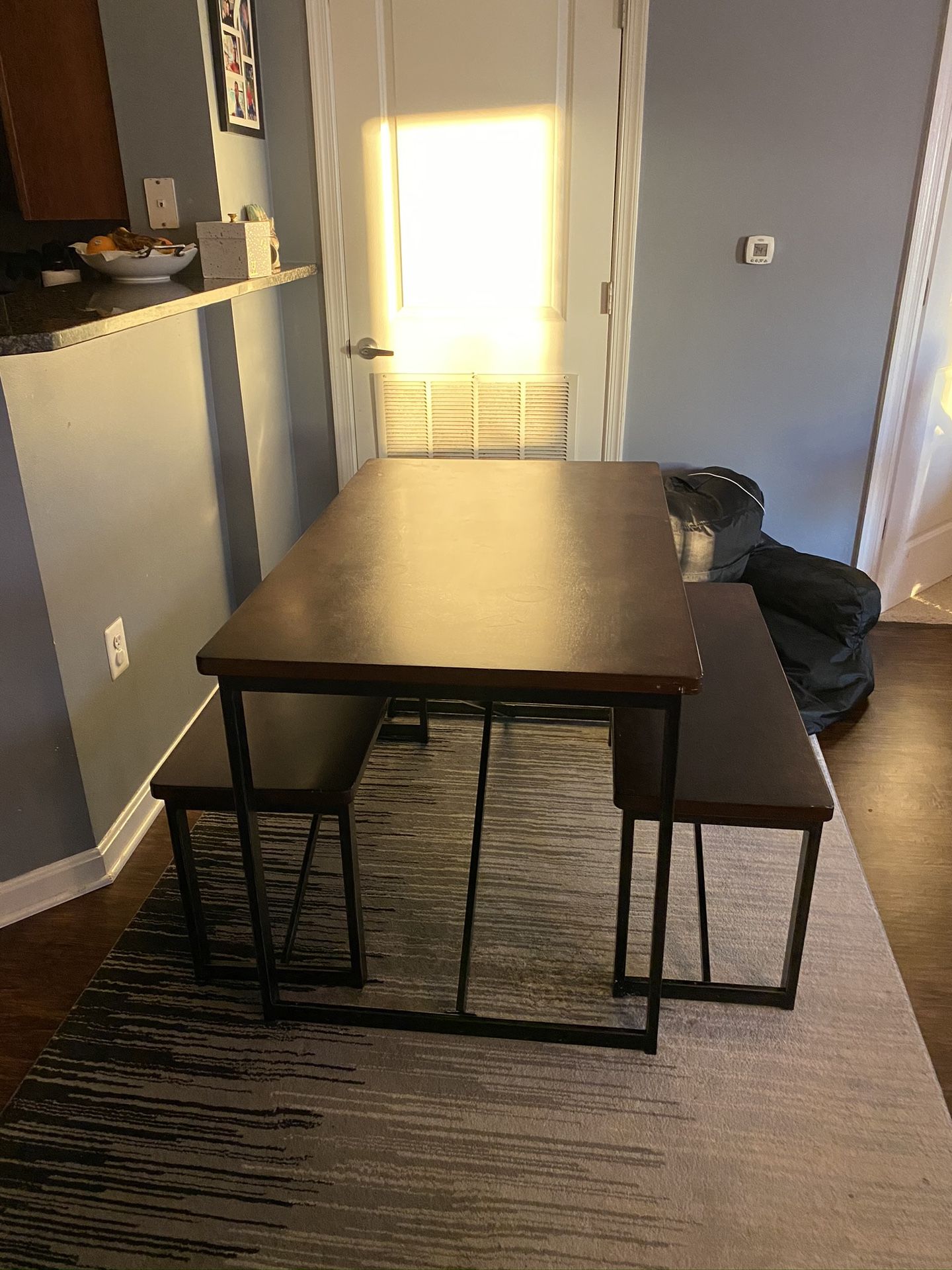 Donning room table and bench