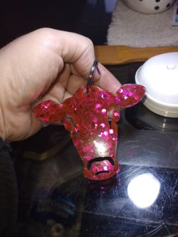 Hand Crafted Resin Cow Key Chain