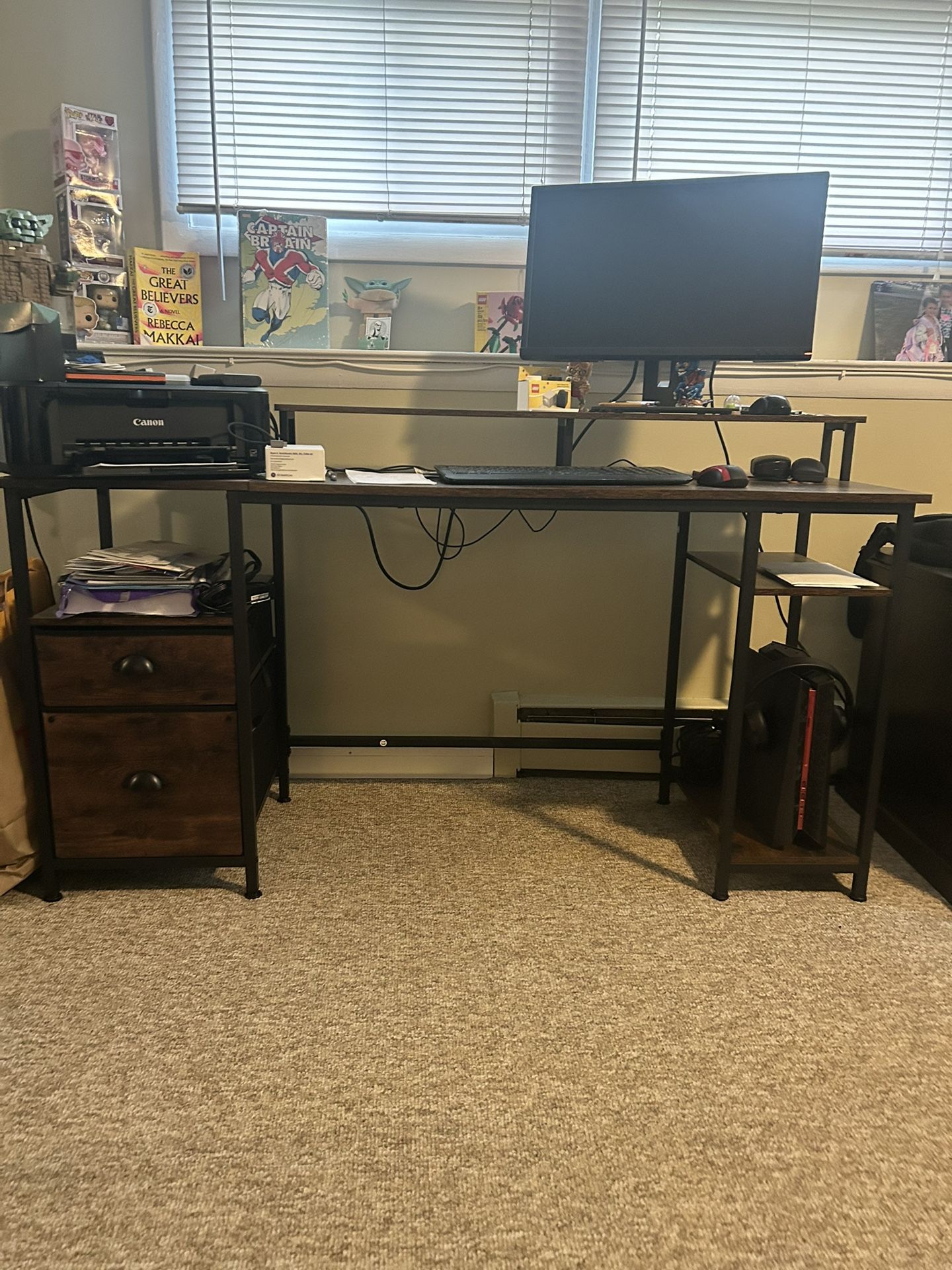 Computer Desk And Office Chair With Side Table