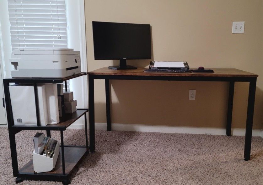 Computer Desk, Rolling Stand (Rustic Vintage Brown)