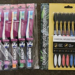 Toothbrushes Reach total care 6 pack or 8 pack charcoal infused