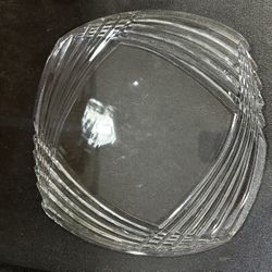 LIBERA Signed Lead Crystal Platter  Czech Republic Modern Cut 