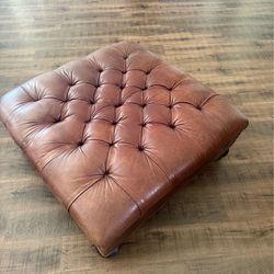 Restoration Hardware Tufted Leather Ottoman