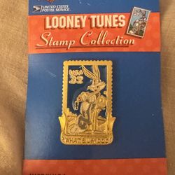 New Vintage 1997 Warner Bros. Looney Tunes Stamp Collection Bugs Bunny Pin Back