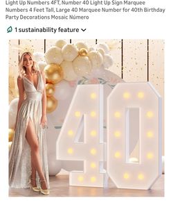 4ft marquee number 40 light up