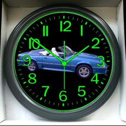 Clock 1987 Mustang GT Convertible Glow in the Dark Wall Clock Garage Shop Wall Clock