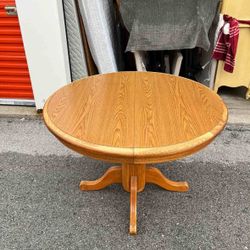 Vintage Solid Oak Kitchen Table Set with 3 Chairs