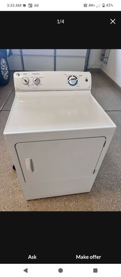 GENERAL ELECTRIC DRYER WHITE ON WHITE JUST LIKE YOU SEE HERE WORKING EXCELLENT WITH 6 MONTHS WARRANTY PRICE $175