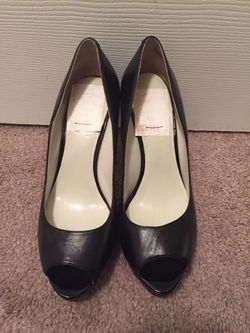 Size 7 Nine West Black Leather Platform Heels