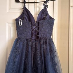 Dark Blue Long Dress For Prom 