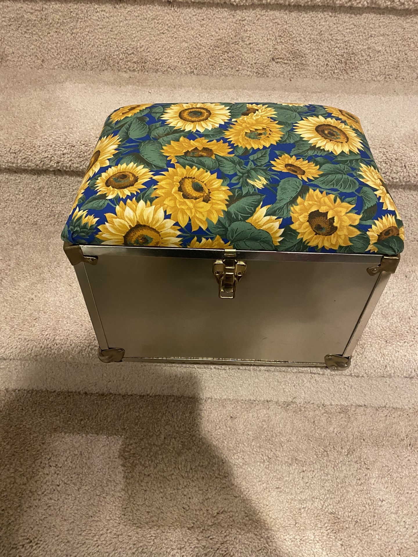 Vintage Storage Box With Padded Top . 