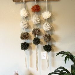 RISING SUN | Bohemian pom-pom macrame wall hanging