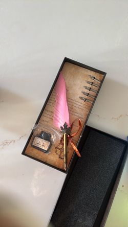Feather quill / pen set (+ extra tips and ink)