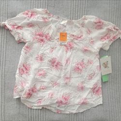 Pink Floral Short-Sleeve Top
