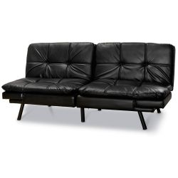 Black Leather Memory Foam Futon