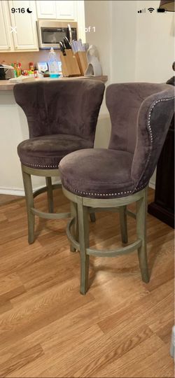 Set of 2 Upholstered Swivel Bar Stools