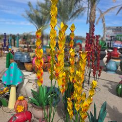 Fresh In🔥Vibrant Ocotillos🌹Desert Metal Art 🌵+ PLANTERS