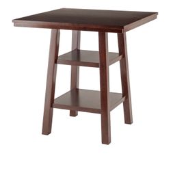 Winsome Wood Orlando High Table with 2 Shelves, Walnut Finish