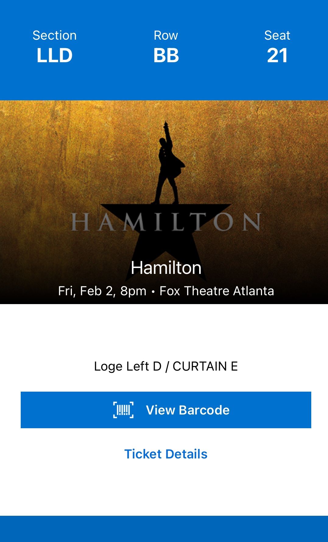 Loge Seats - Hamilton in Atlanta