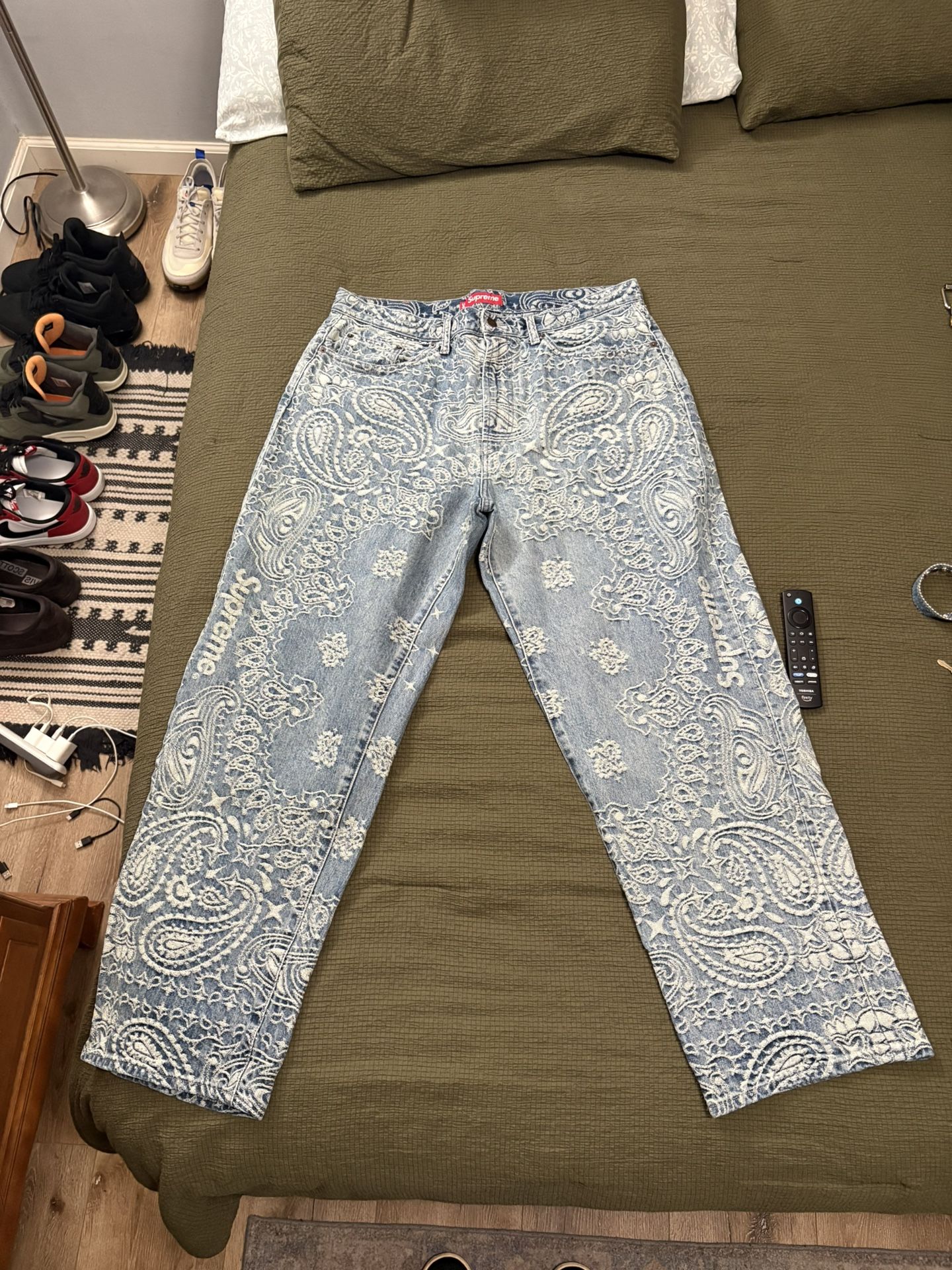 Supreme Bandana Jacquard Denim Blue Size 34