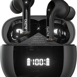 CALCINI Wireless Earbuds Bluetooth 5.3 with Microphone, True TWS Earbuds in-Ear Headphones for Phone,Samsung,Android,Sport and Workout with Charging C