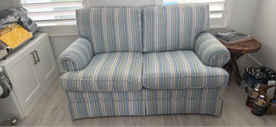 Striped Fabric Loveseat Sofa