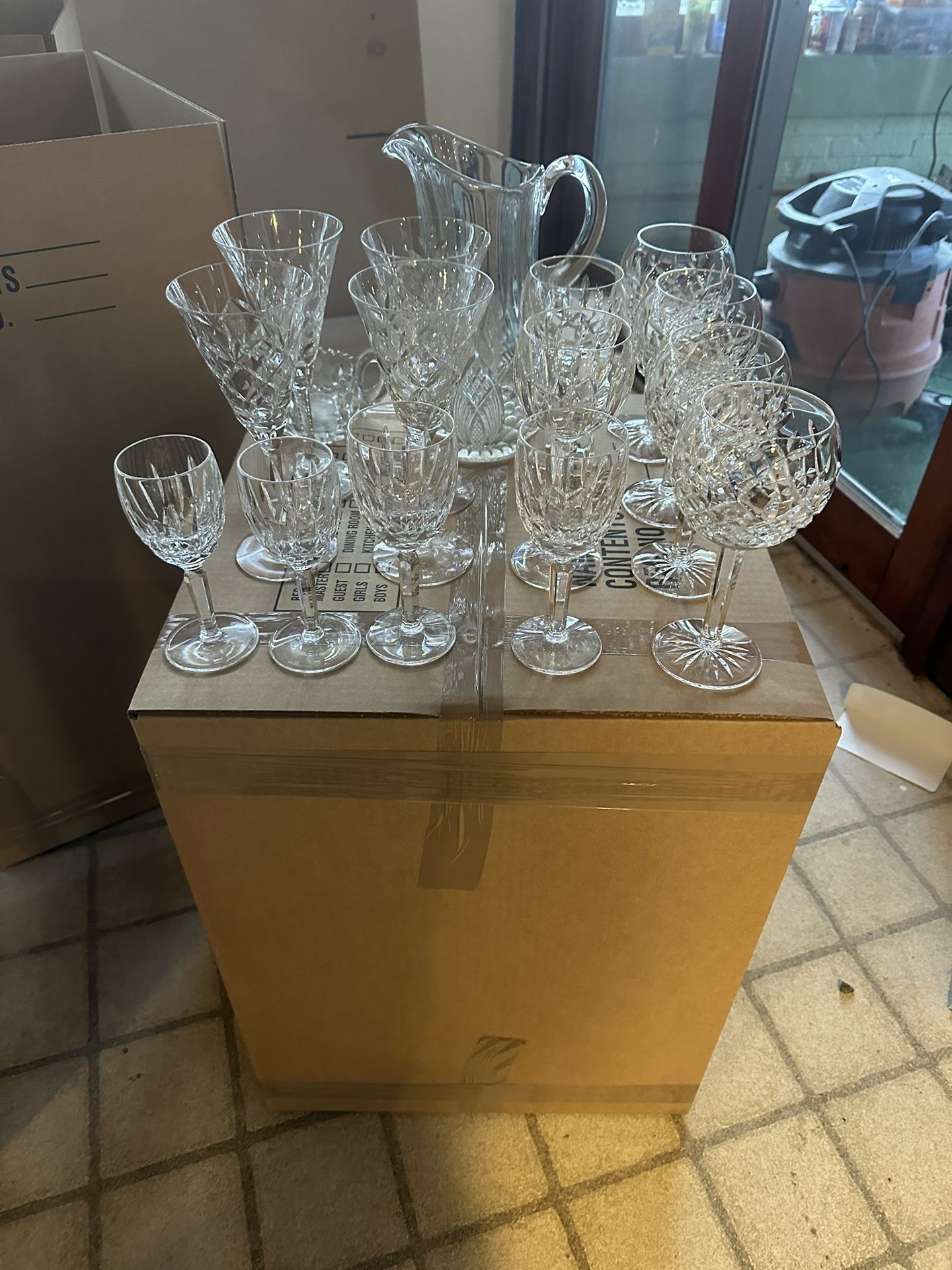 Bunch Of Crystal Glass And Cut Glass