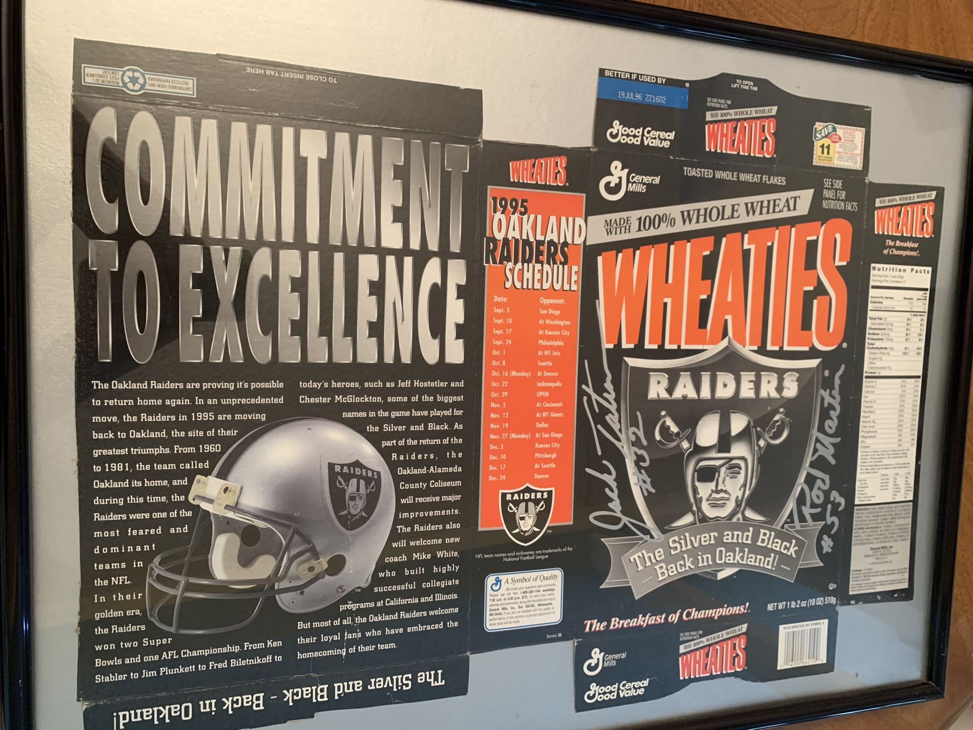 1995 Oakland Raiders Wheaties Box