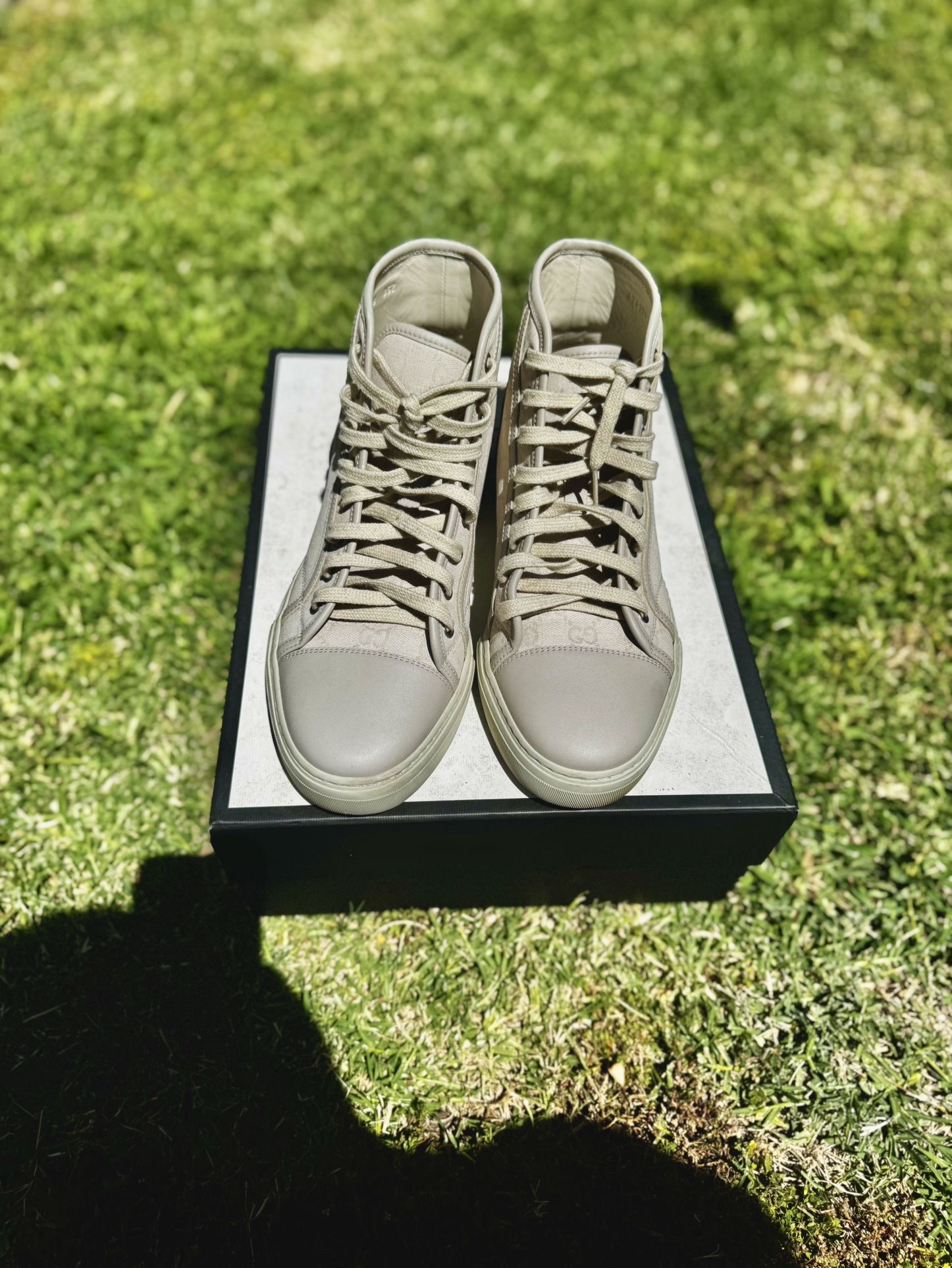 Gucci Cream Leather High Top Sneakers