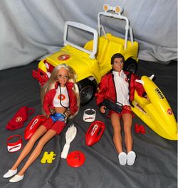 1995 Baywatch Barbie and Ken with Jeep