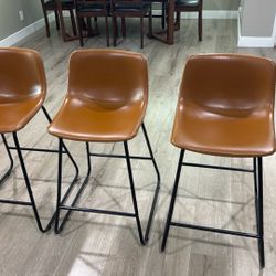 Better Homes & Gardens Farley Scoop Counter Height Stool, Camel Faux Leather