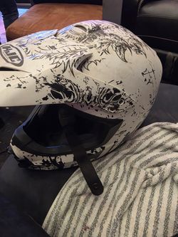 HJC Motocross Helmet White Black Graphic