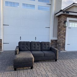 two piece charcoal grey sectional
