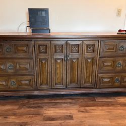 Dresser Set Flowers Real Wood Antique  3 Pieces