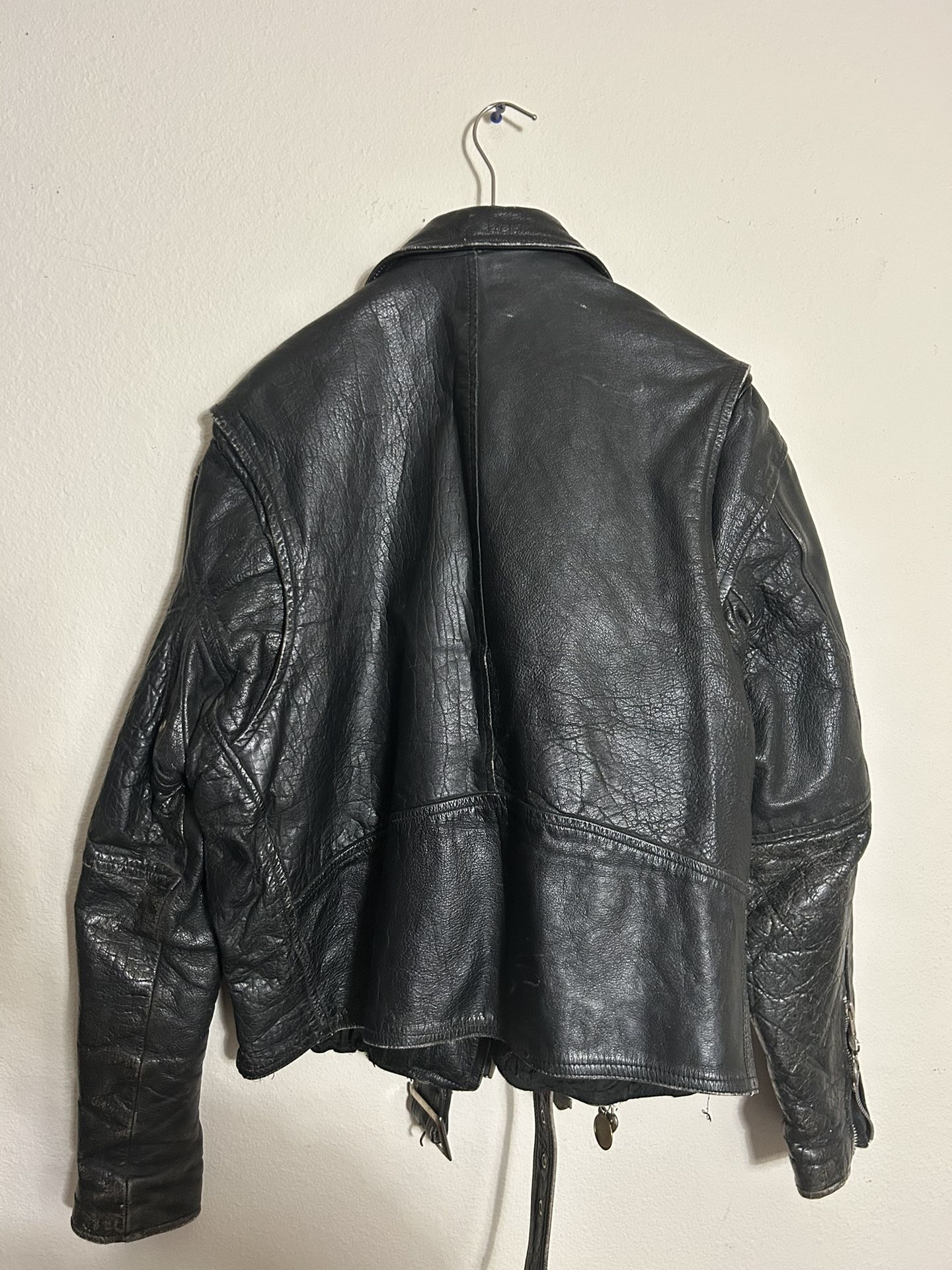VTG JR WESTERN GENUINE LEATHER BLACK MOTORCYCLE LEATHER JACKET SIZE M/L