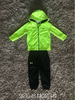 LIKE NEW‼️ UNDER ARMOUR TRACK HOODIE AND JOGGER PANTS SET- 18 MONTHS - BABY BOY