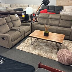 Limited Time Special🤑Gorgeous Light Brown Reclining Sofa&loveseat Available Now $799😱