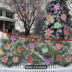 20 PCS Christmas Candy Decorations Outdoor And Indoor Party Peppermint Lollipop Decor Peppermint Round Lollipop Candy Outside Yard Lawn Decor Christma