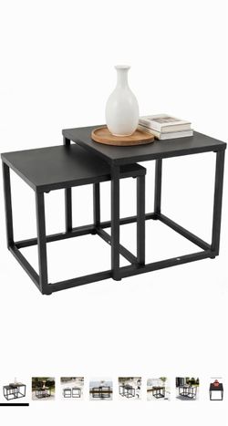 Modern Black Nesting Side Tables (Set of 2) – Space Saving