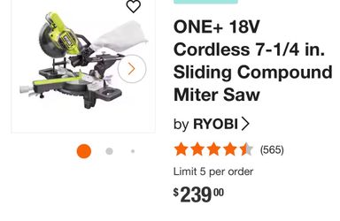 く ONE+ 18V Cordless 7-1/4 in. Sliding Compound Miter Saw
