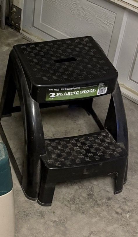 2 Step Black Plastic Multifunctional Stool 