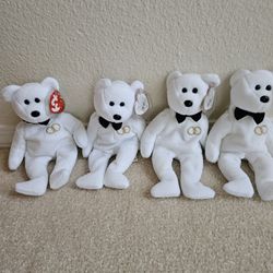 Beanie Babies Collection  Mr. Bear Ty Beanie Babies Collectable  Birthday Gift  Retired Collectable Bears  White  Bear