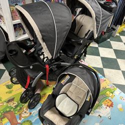 Sit N Stand Double Stroller with Infant Car seat